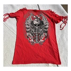 Bus Stop coral tie shoulder short sleeve T-shirt, women's size 2X